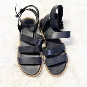 Vince Macey Black Leather Strappy Sandals – Size 7 / EU 37